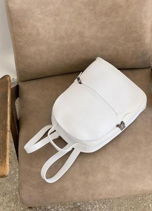 Рюкзак з блискавкою поперек білого кольору3 фото