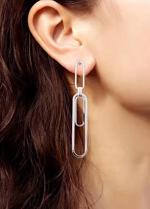 Серьги скрепки стильные сережки в виде скрепок
