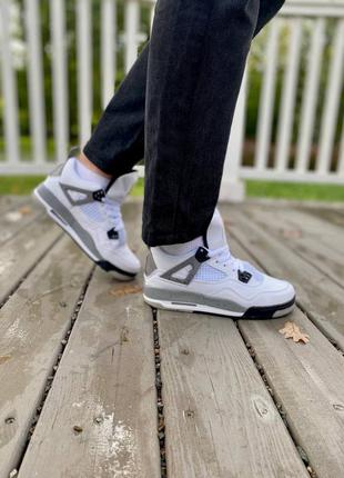 Жіночі кросівки nike air jordan retro 4 white/grey8 фото
