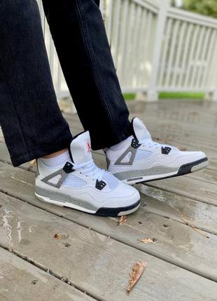 Женские кроссовки nike air jordan retro 4 white/grey10 фото