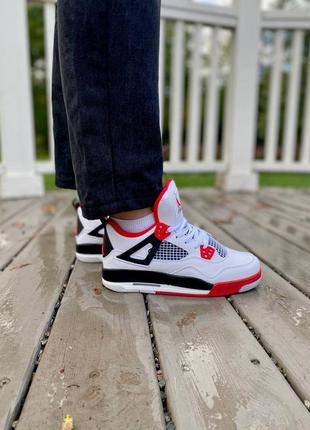 Женские кроссовки nike air jordan retro 4 white/red2 фото