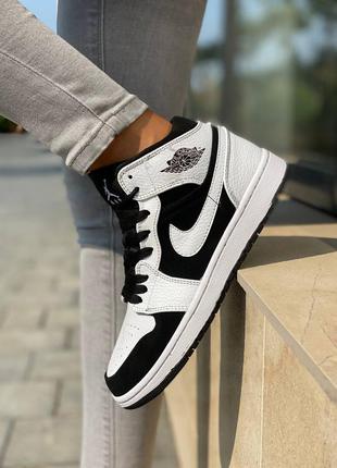 ❄️nike jordan 1 white black winter❄️жіночі зимові кросівки найк джордан з хутром