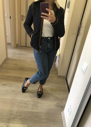 Куртка zara синяя коричневая , размер xs s