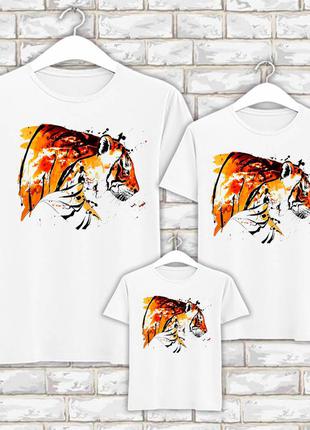 Футболки новорічні фемілі цибулю family look для всієї родини кольоровий тигр push it фп007845