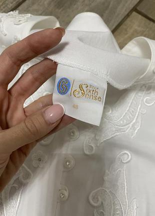 Винтажная блуза с вискозой белая блуза с кружевом3 фото