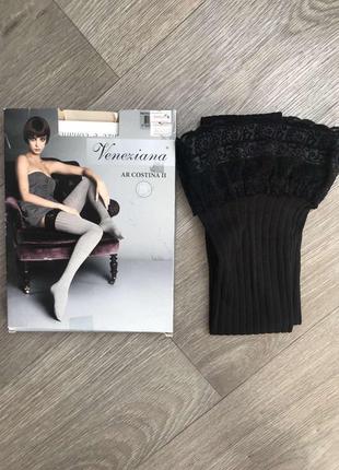 Чулки veneziana costina ll (nero)4 фото