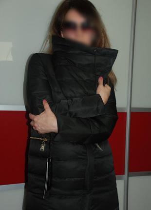 Довгий зимовий чорний пуховик пухове пальто жіноче зимове, на цьому пуху 90% basic vogue9 фото