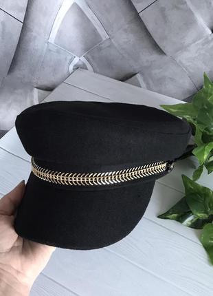 Картуз жіночий кепі кашкет з ланцюгом чорний