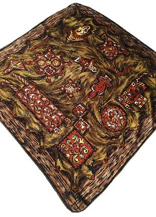 Золотистий шовковий хустку абстракція (роуль) 75х76см.