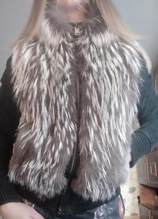 Куртка трансформер з натуральної замші та чорнобурки6 фото