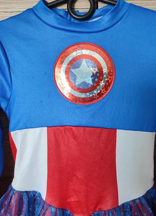 Детский костюм, платье помощница капитана америка, супергел, супервумен на 5-6 лет2 фото