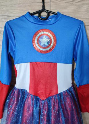 Детский костюм, платье помощница капитана америка, супергел, супервумен на 5-6 лет4 фото
