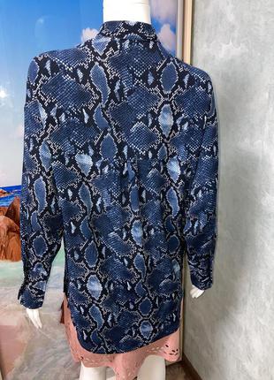 Zara оверсайз блуза сорочка зміїний принт комір стійка9 фото