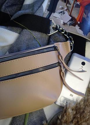 Бананка барсетка кросс-боди сумка через плечо поясная эко-кожа цепочка3 фото