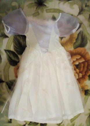 Карнавальное новогоднее платье ангела, снежинки для девочки 6-7лет