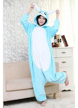 Кигуруми пижама цельная голубой зайчик1 фото