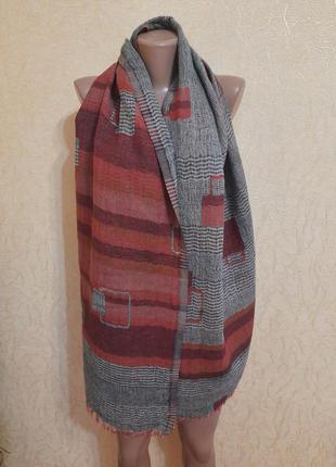 Шикарный двусторонний палантин шарф шерсть вискоза индия3 фото