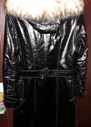 Зимний кожаный плащ, пальто с мехом2 фото