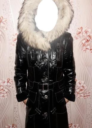 Зимний кожаный плащ, пальто с мехом8 фото