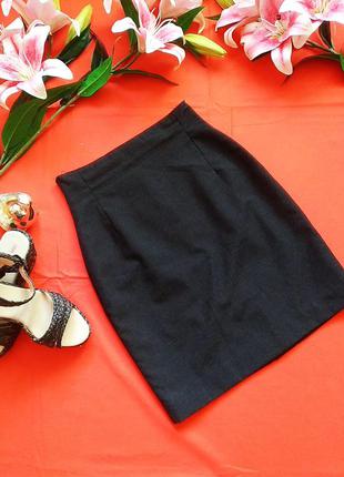 Классическая серая юбка с высокой посадкой и шлицой размер 36/443 фото