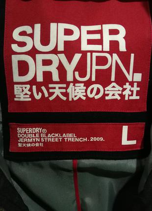 Чоловіче чорне пальто superdry jermyn street trench double blacklabel3 фото