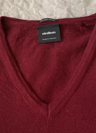 Шикарный шерстяной джемпер цвета марсала люкс бренда strellson extrafine merino xxl2 фото