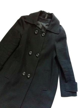 Черное двубортное пальто naf naf. вечная классика.2 фото
