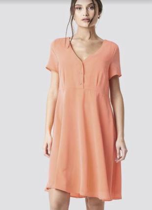 Распродажа! легкое платье персикового цвета шифон сарафан