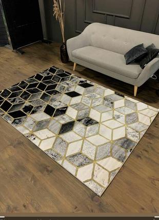 Красивий килим у куби, килим у куби, сірий килим у куби