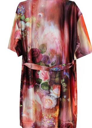 Шелковый комплект халат с ночной рубашкой 3d розы6 фото