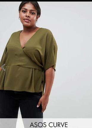 Роскошная блуза оливкового цвета большой размер батал7 фото