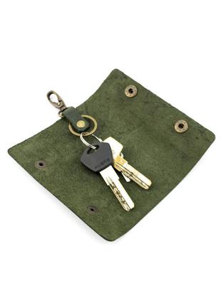 Подарунковий жіночий набір handycover №45 (зелений) гаманець, обкладинка, ключниця в коробці7 фото