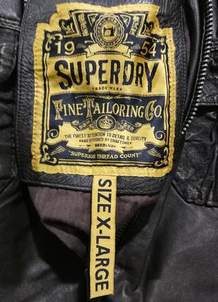 Мужская темнокоричневая кожаная куртка superdry brad9 фото