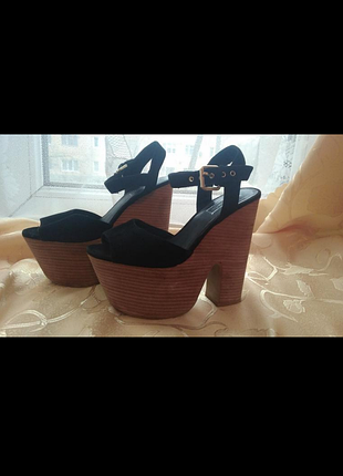 Босоножки на высоком каблуке танкетка натуральный замш распродажа акция скидки