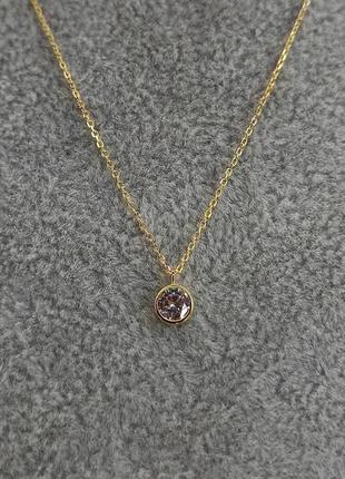 Подвеска на цепочке круг серебро 925 позолота 18к