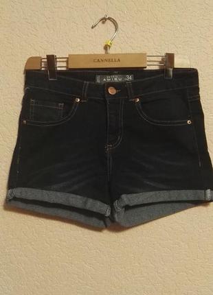 Короткі джинсові шорти темно-сині жіночі,розмір євро 34 (42размер) від amisu