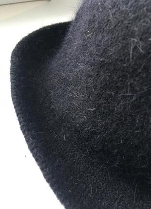 Шляпа федора черная шерстяная ангорка - s,m5 фото