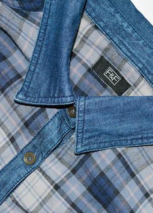 F&f классная рубашка в клетку комбинированная с джинсовой тканью м.10.384 фото