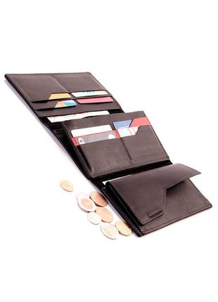 Чоловічий шкіряний гаманець портмоне купюрник на магніті чорний grande pelle шкіряний чорний2 фото