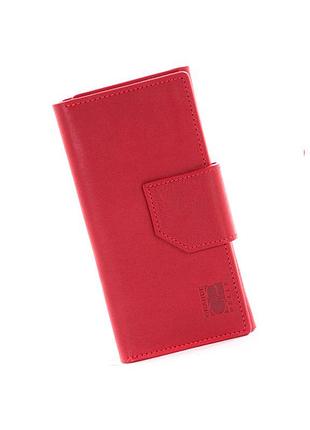 Женский кожаный кошелек купюрник портмоне на магните красный grande pelle