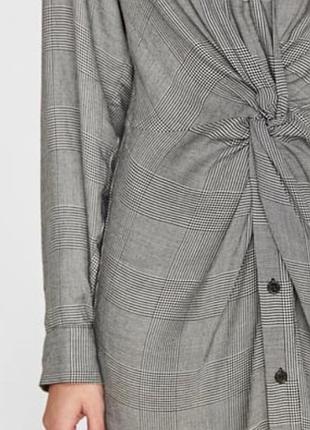 Мегакрутое платье - рубашка в клетку с узлом миди длины от zara в идеале