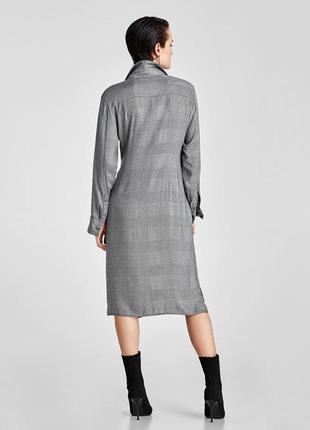 Мегакрутое платье - рубашка в клетку с узлом миди длины от zara в идеале