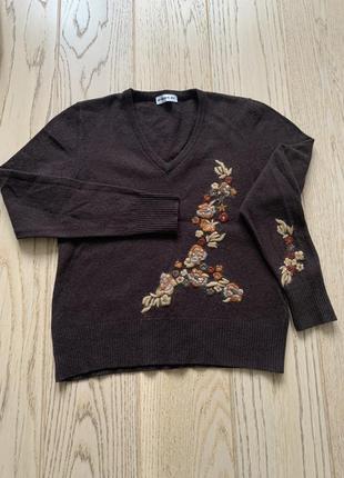 Тёплый свитер шоколадного цвета1 фото