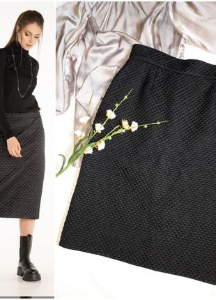 Черная стеганая юбка шелк+ шерсть швейцария modele algo(размер 40)1 фото