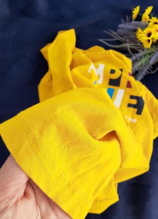 Springfield футболка 100% хлопок трикотаж яркая с принтом желтая солнечная3 фото