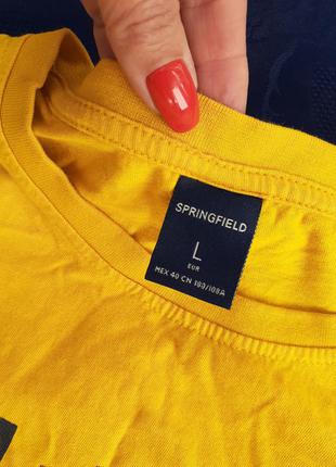 Springfield футболка 100% хлопок трикотаж яркая с принтом желтая солнечная7 фото