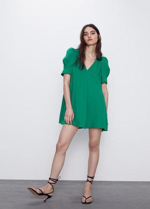 Зелене кежуал плаття а-силует zara однотонне
