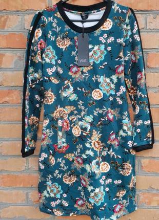 Роскошное трикотажное платье в цветочный принт yest4 фото