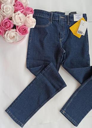Синие стрейчевые узкие джинсы h&m 140 см, 9-10 лет