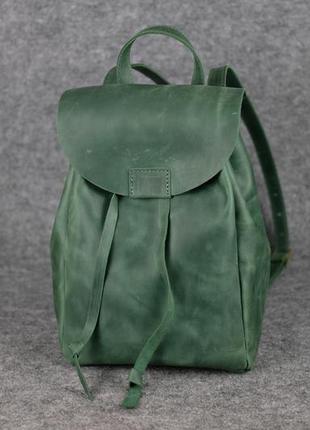Кожа. ручная работа. кожаный зеленый рюкзак с клапаном1 фото